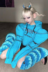 Windowsen corset pad shoulder sweater PS23T003 blue